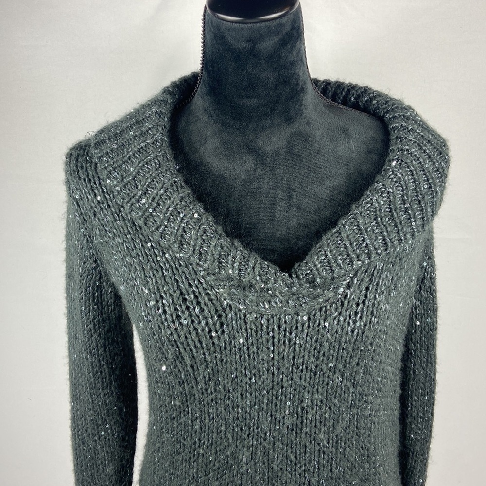 Jones New York Black Sparkly Cowl Neck Sweater - Picture 4 of 8